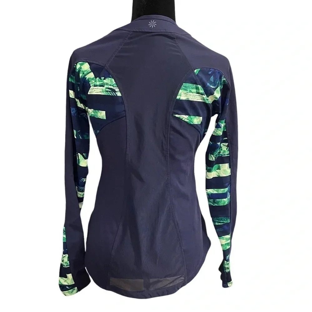 Athleta Style 243001 Dark Blue and Green Mesh Panels Full Tilt Jacket Women’s S